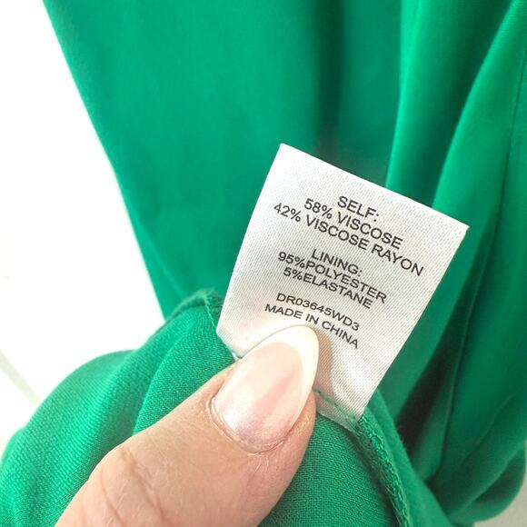 MESHKI Green Halter Backless Gown XL Pleated Neck Evening Dress Formal Maxi - Picture 9 of 11